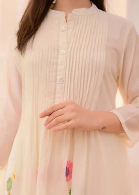 Premium quality beautiful ivory pastel garden threadwork mul chanderi suit 5