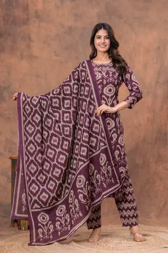 Premium quality beautiful cotton discharge print kurti pant