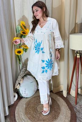 Jaipuri pure yellow cotton shiflly+lino fabric party wear dress with shiffon lahariya dupatta set 4