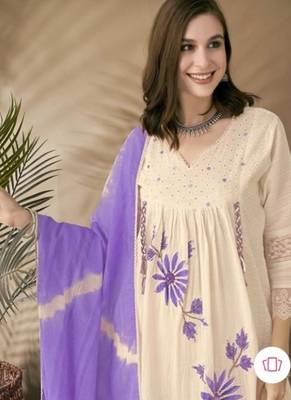 Jaipuri pure pink cotton shiflly+lino fabric party wear dress with shiffon lahariya dupatta set 1
