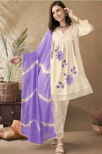 Jaipuri pure pink cotton shiflly+lino fabric party wear dress with shiffon lahariya dupatta set