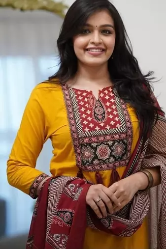 Women floral printed cotton kurta with trouser & dupatta
