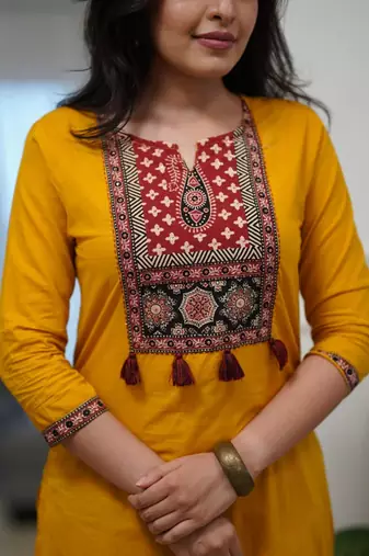 Women floral printed cotton kurta with trouser & dupatta