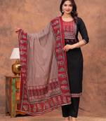 Women floral printed cotton kurta with trouser & dupatta