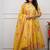 Yellow floral printed anarkali kurta set with dupatta