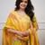 Yellow floral printed anarkali kurta set with dupatta