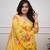 Yellow floral printed anarkali kurta set with dupatta