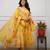 Yellow floral printed anarkali kurta set with dupatta