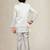 Boys cotton silk geometric sequined leaf motif embroidered sherwani set- multicolor