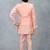 Boys cotton silk geometric patchwork embroidered kurta set- blush peach