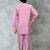 Boys cotton silk geometric patchwork embroidered kurta set- lilac