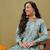 Hand embroidered floral printed blue cotton lucknowi chikankari co-ord set