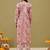 Hand embroidered floral printed peach cotton lucknowi chikankari co-ord set
