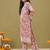 Hand embroidered floral printed peach cotton lucknowi chikankari co-ord set