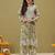 Hand embroidered floral printed green cotton lucknowi chikankari co-ord set