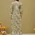 Hand embroidered floral printed green cotton lucknowi chikankari co-ord set