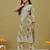Hand embroidered floral printed green cotton lucknowi chikankari co-ord set