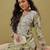 Hand embroidered floral printed green cotton lucknowi chikankari co-ord set
