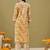 Hand embroidered floral printed yellow cotton lucknowi chikankari co-ord set
