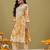 Hand embroidered floral printed yellow cotton lucknowi chikankari co-ord set