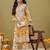 Hand embroidered floral printed yellow cotton lucknowi chikankari co-ord set