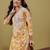 Hand embroidered floral printed yellow cotton lucknowi chikankari co-ord set