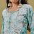 Hand embroidered floral printed blue cotton lucknowi chikankari co-ord set