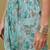 Hand embroidered floral printed blue cotton lucknowi chikankari co-ord set