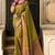 elegant olive green banarasi silk blend saree with intricate zari work with rich brocade patterns