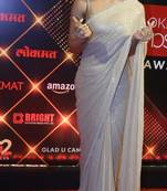 PEARL WHITE THREAD AND MULTIPLE SEQUINS EMBROIDERED GEORGETTE DESIGNER SAREE