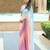 Blue chinon c solid designer bollywood party saree