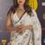 Peach chinon c digital printed saree with mirror cut work