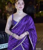 Voilet Classical Looks Woven Designer Silk Partywear Saree