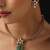 Gold plated green stone Kundan necklace set