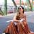 Brown ajrakh printed satin silk blend saree with blouse