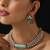 Gold plated green stone kundan necklace set
