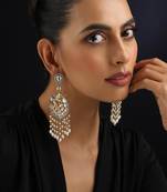 Gold plated white kundan chandbali