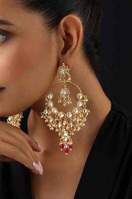 Gold plated kundan dangler earrings 3