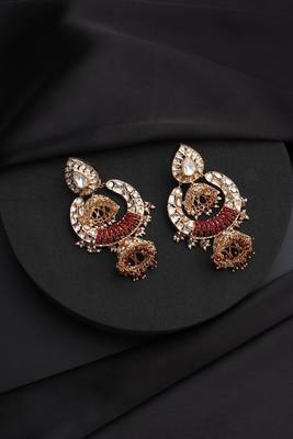 Gold plated kundan dangler earrings 4