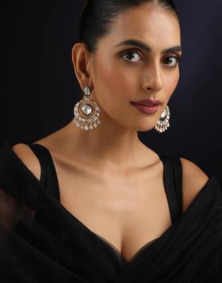 Gold plated silver kundan chandbali 1