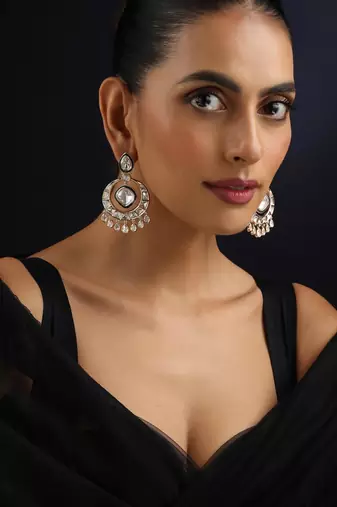 Gold plated silver kundan chandbali