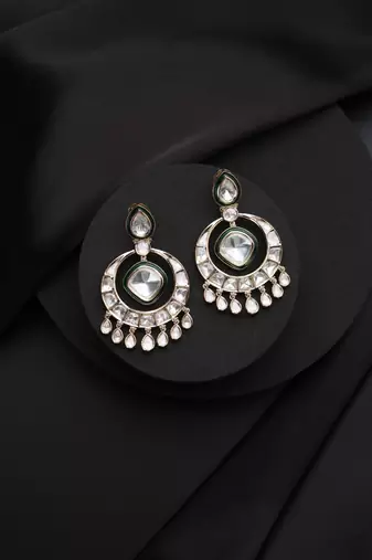 Gold plated silver kundan chandbali