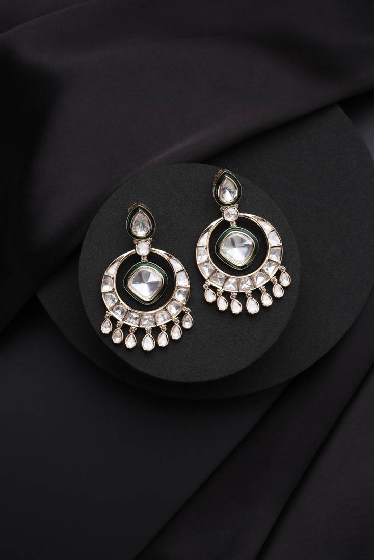 Gold plated silver kundan chandbali