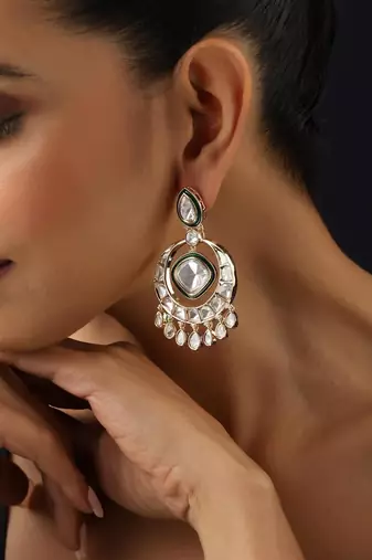 Gold plated silver kundan chandbali