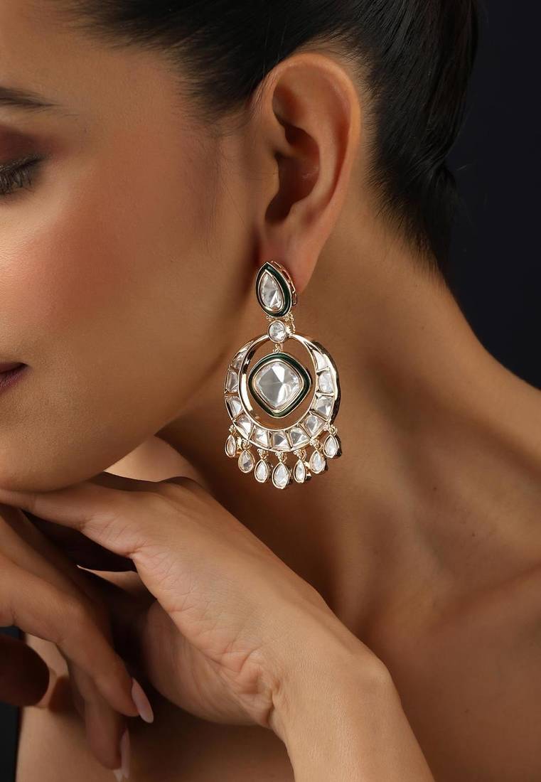 Gold plated silver kundan chandbali