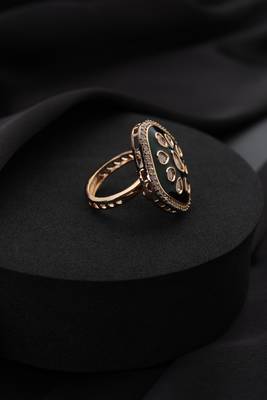 Gold plated green stone kundan ring 3