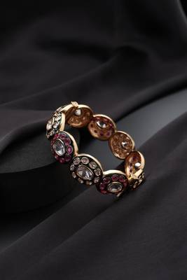 Gold plated multicolor kundan ring 2