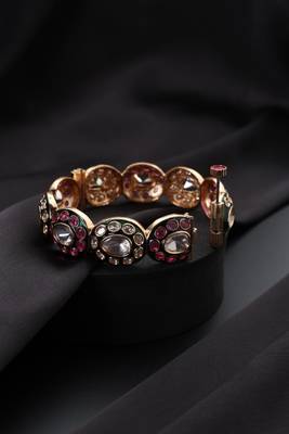 Gold plated multicolor kundan ring 3
