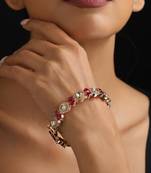 Gold plated red stone kundan bangle