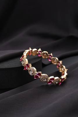 Gold plated red stone kundan bangle 2